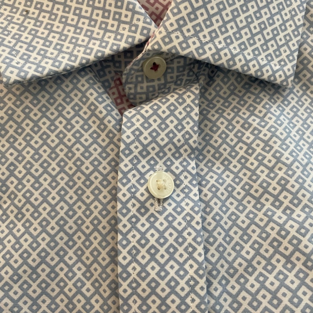 TED BAKER Endurance Print Contrast Placket Sport Shirt in Blue Size 14.5 $165 - Picture 5 of 8